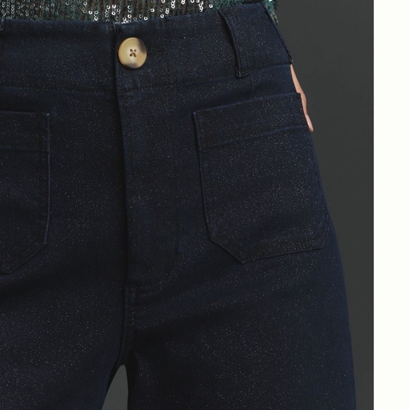 NWT Anthropologie The Colette Sparkle Denim Cropped Wide- Leg Jeans by Maeve - Picture 4 of 11